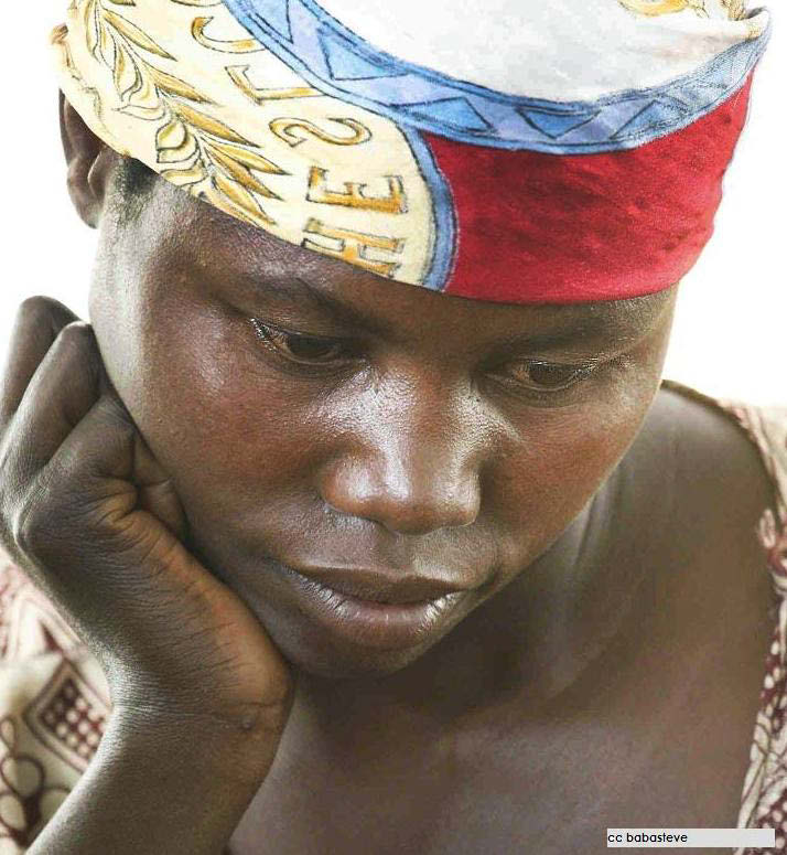 Refugee in traditional dress